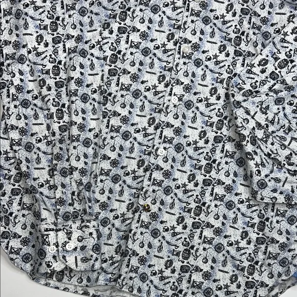 Visconti Black/White Pirate theme Button-Up - Picture 3 of 11